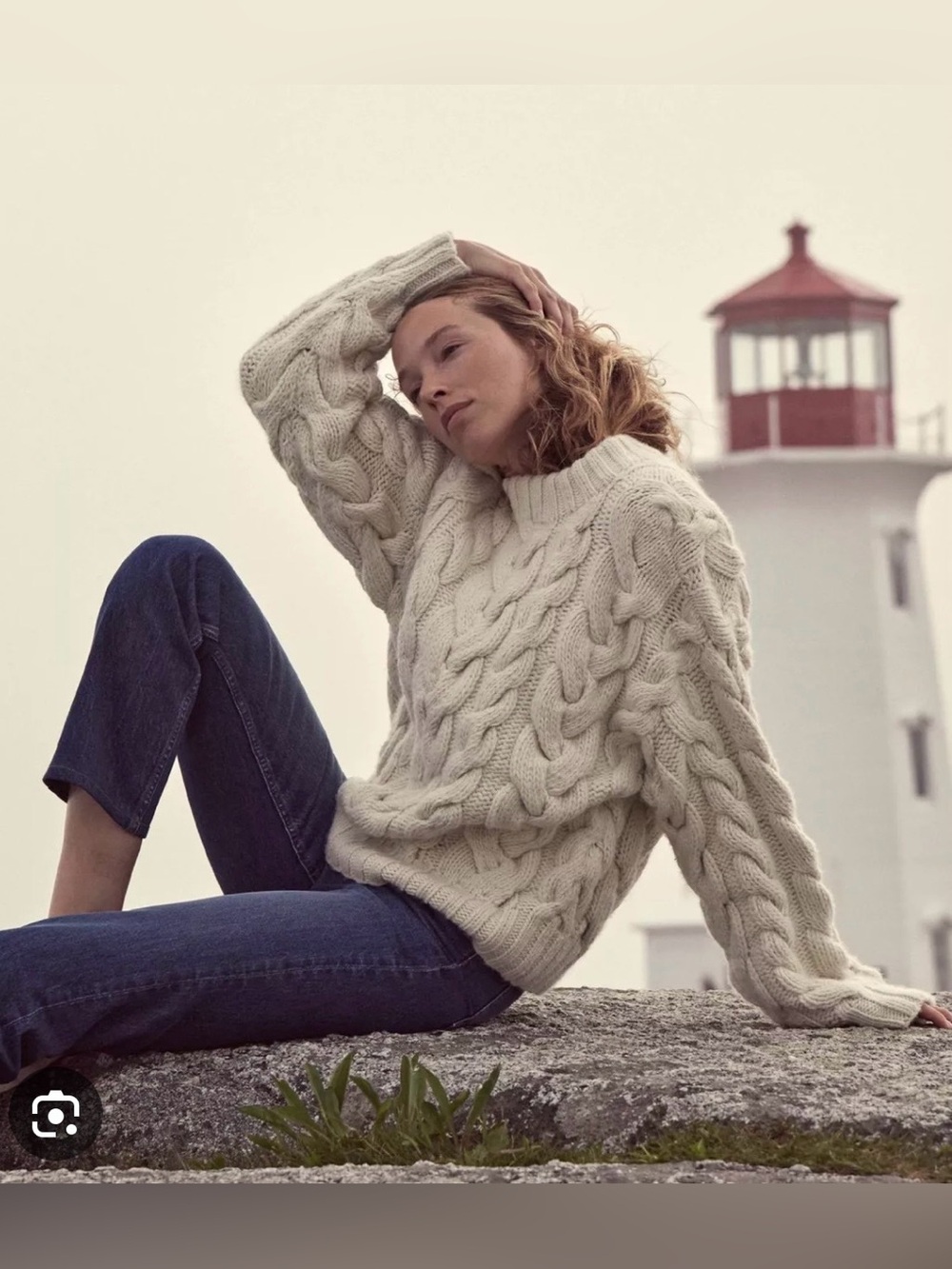 DOEN Olympus sweater 100% baby alpaca cream ecru chunky cable hand knitted knit